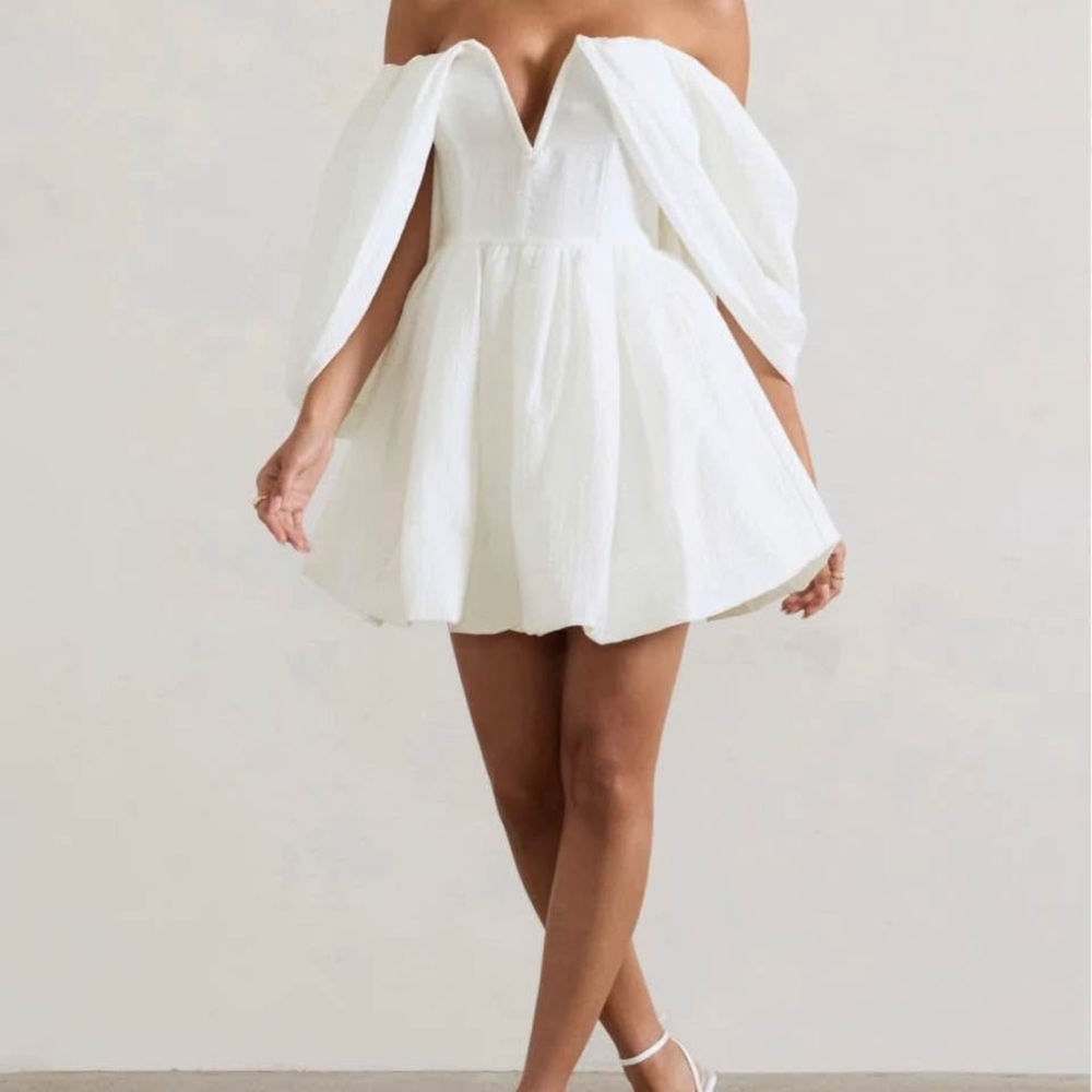Off-Shoulder White Mini Dress